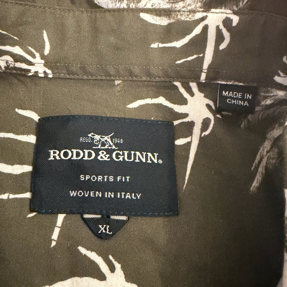 Rodd & Gunn Olive Short Sleeve Palm Print Button-Down Shirt Sz XL - Picture 6 of 10